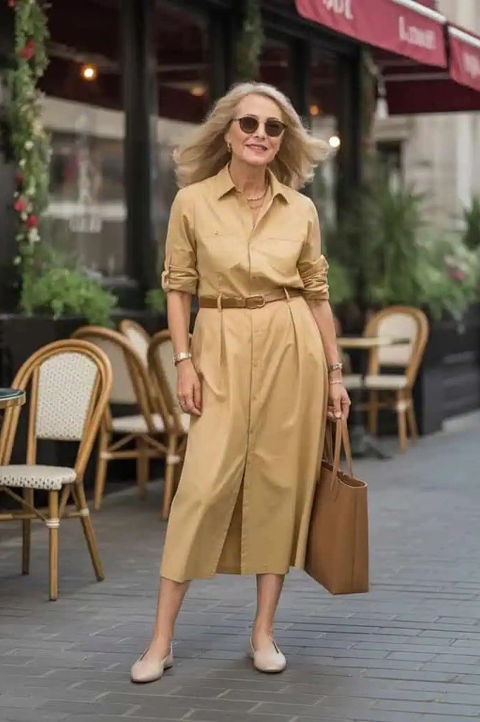 Breezy summer dress for women over 60: leaf print sleeveless shift
