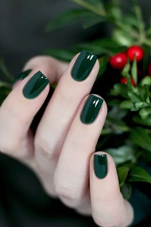 deep forest green, holly berries