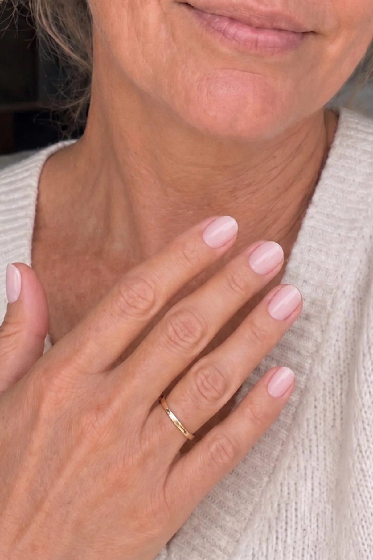 cheerful pink nails for an older woman for older women