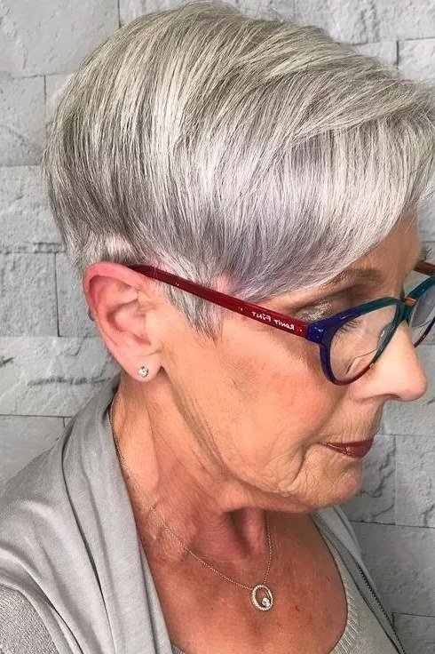 Bright Silver Front Pixie - hairstyle for women over 70