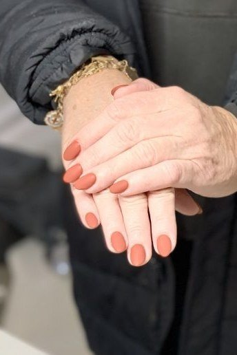 Coral Short Nails - fall nail color idea for women over 60
