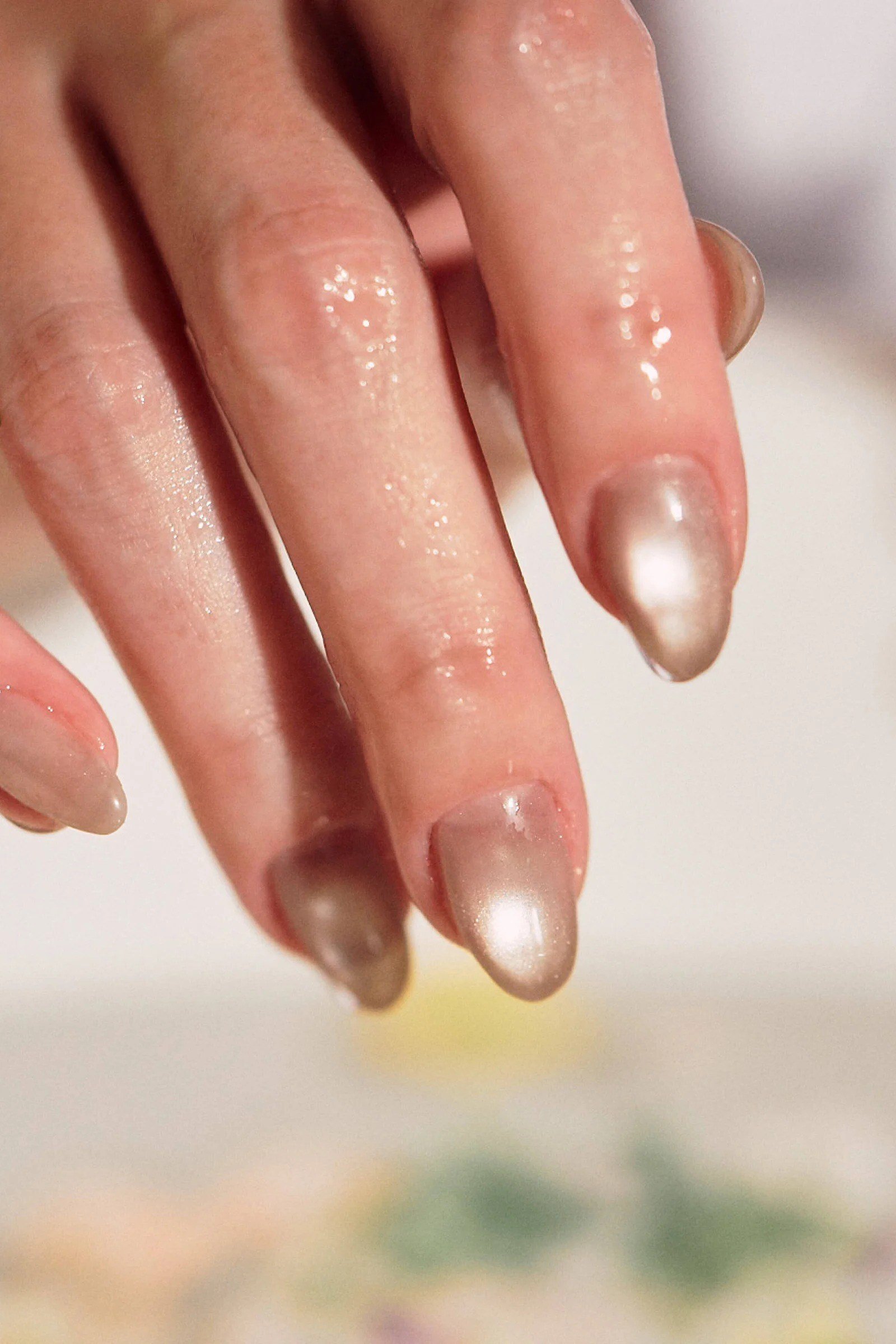 Warm Bronze Chrome Almond Nails - chrome nail designs for women over 60