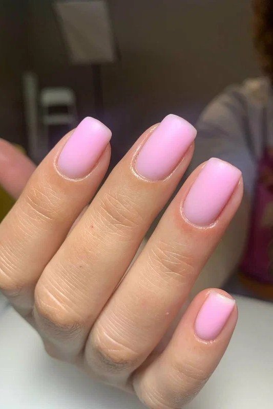glossy light pink almond nails