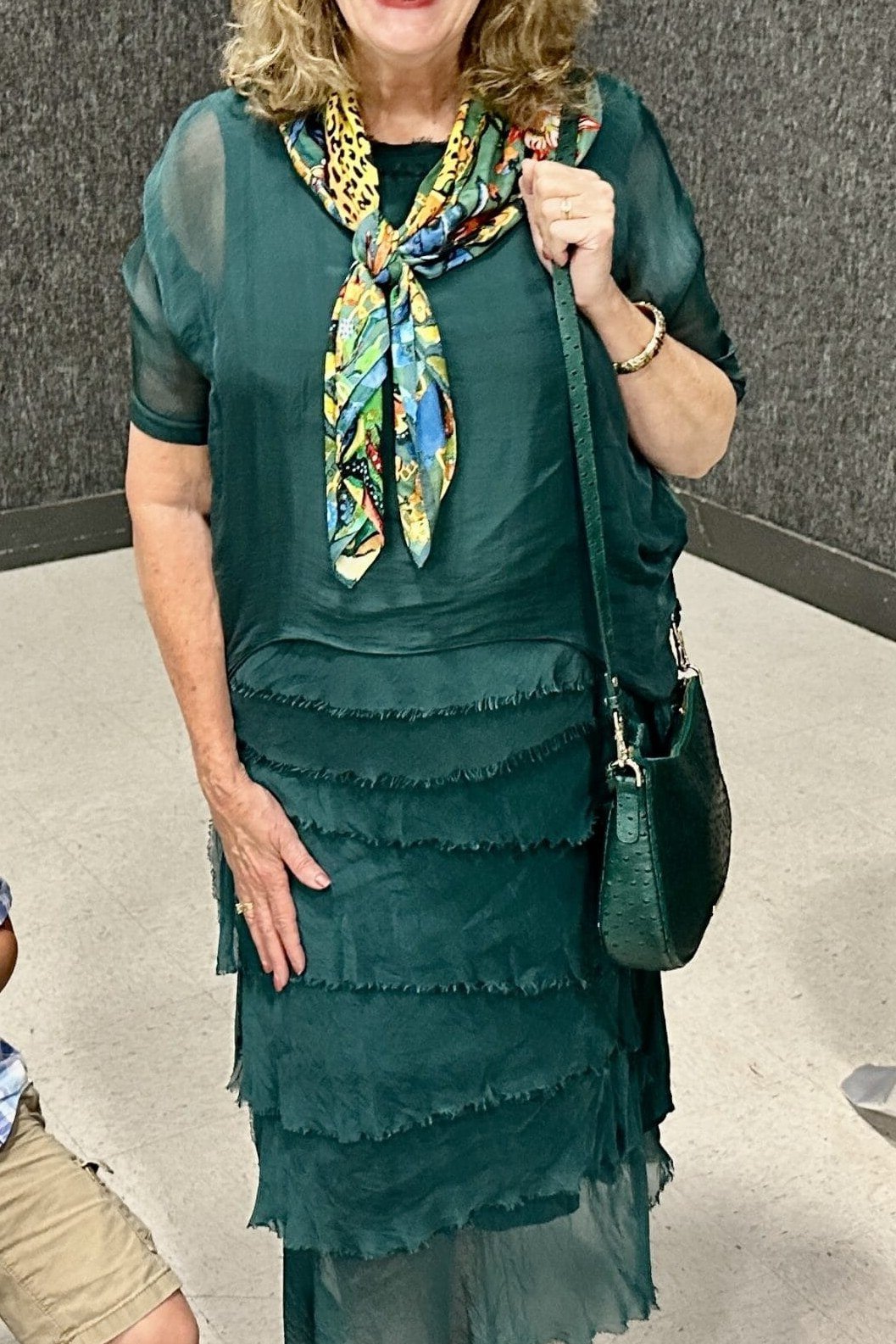 Breezy summer dress for women over 60: blue lemon print mini