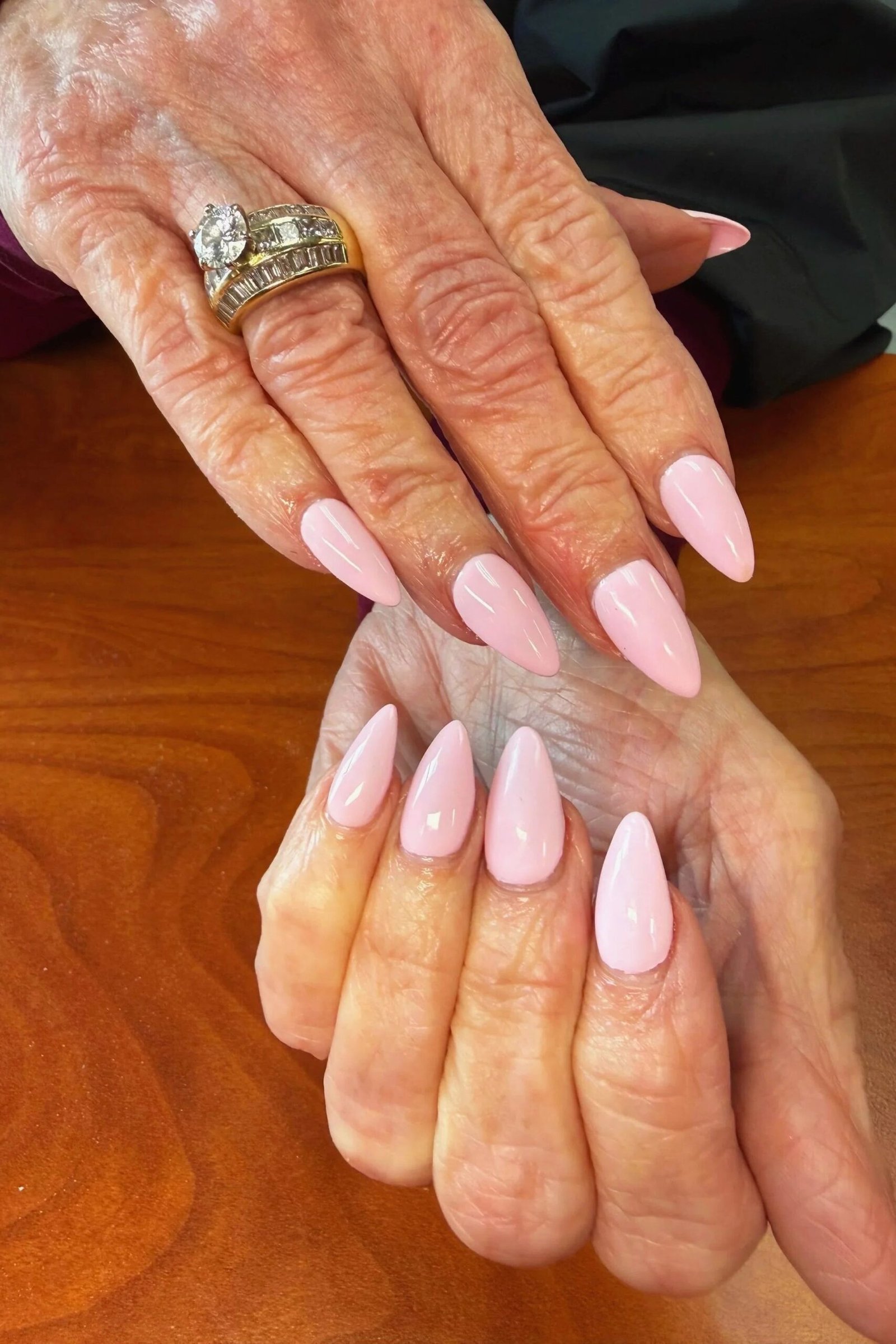 Light Pink Almond Manicure for women over 60