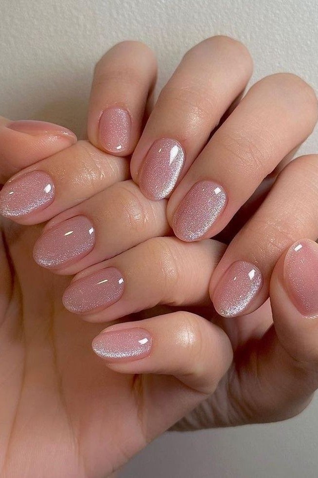 Shimmery Mauve Short Nails - short nail design for women over 40