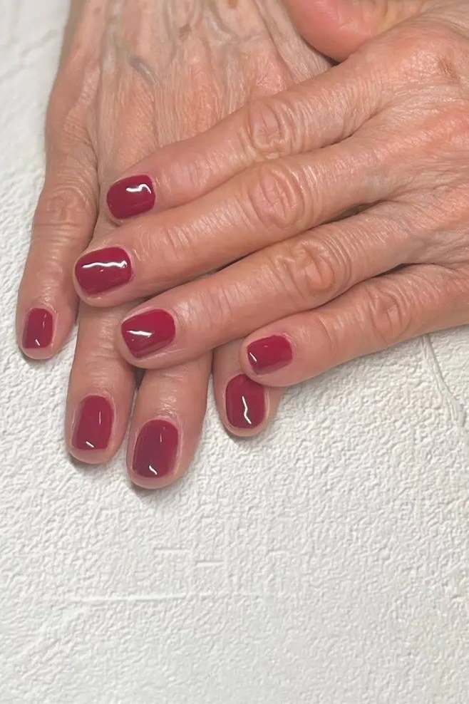 Dusty rose short oval vintage - flattering nail design for older women