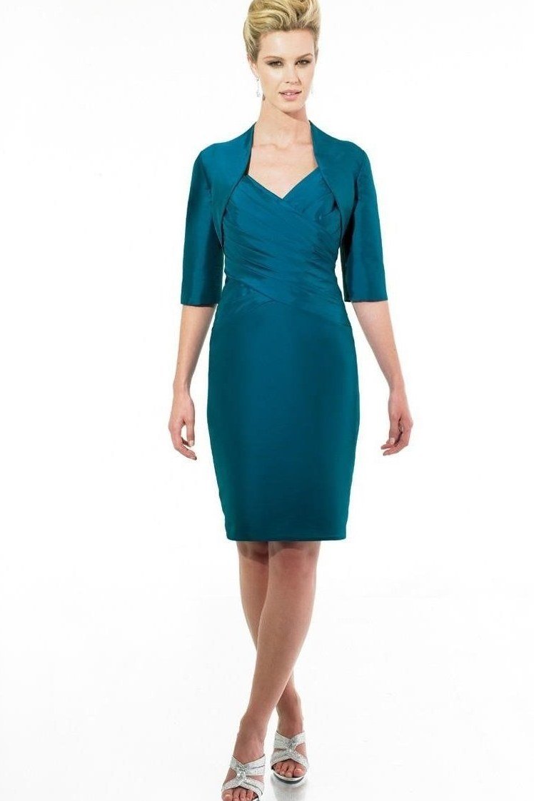 teal sheath dress with jacket, elegant cocktail dress for women over 60