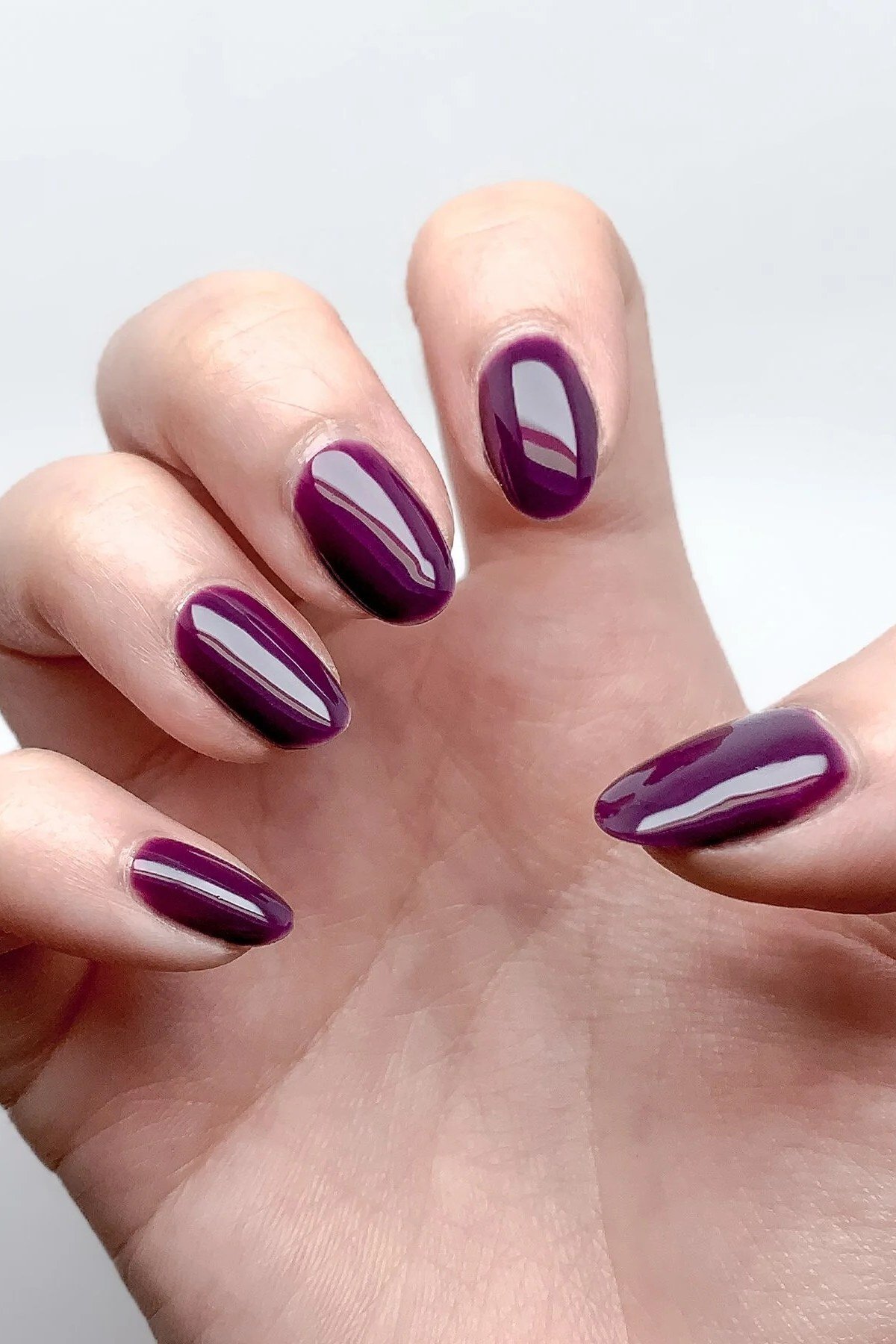 Deep Plum Almond Nails - old money fall nail color for women over 40