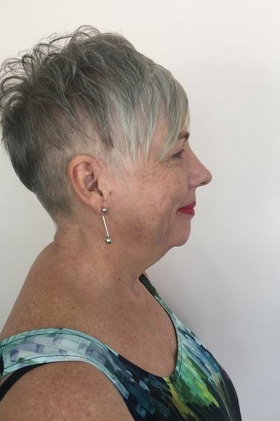 Gray Tapered Pixie with Clean Lines - sassy hairstyle for older women