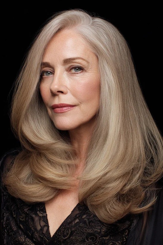 Blonde-Grey Butterfly Cut - butterfly cut hairstyle for women over 60