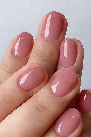Rose Pink Glossy Nails, understated glam nail color for women over 60