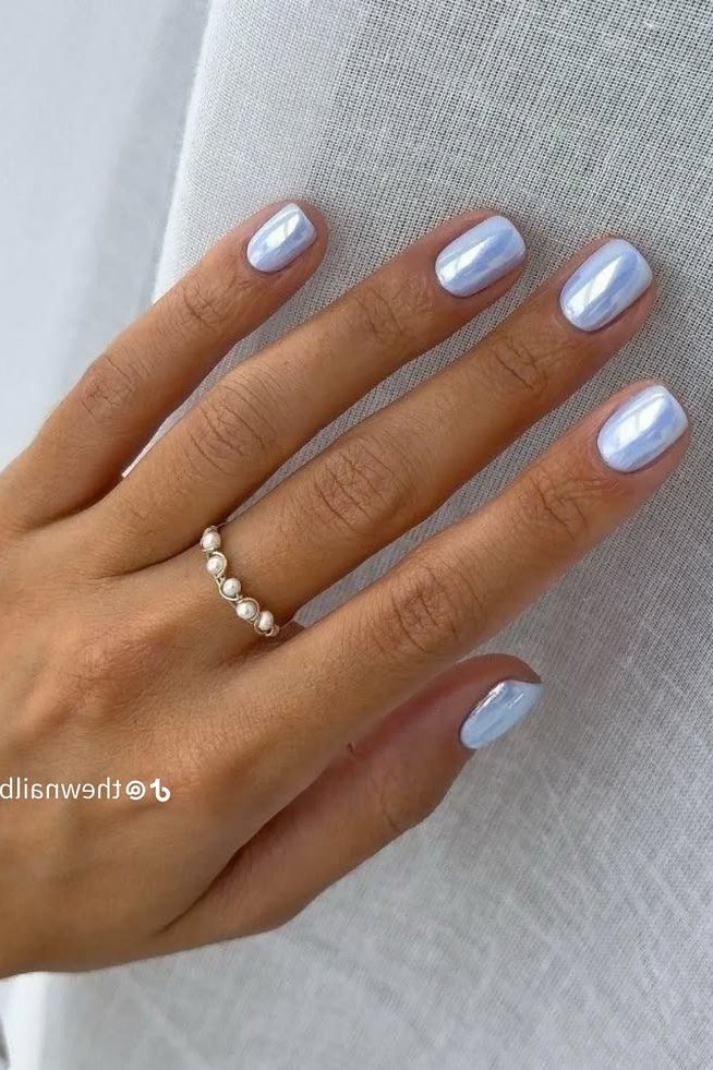 Baby Blue Pearl Gel Nails gel nail idea for women over 60