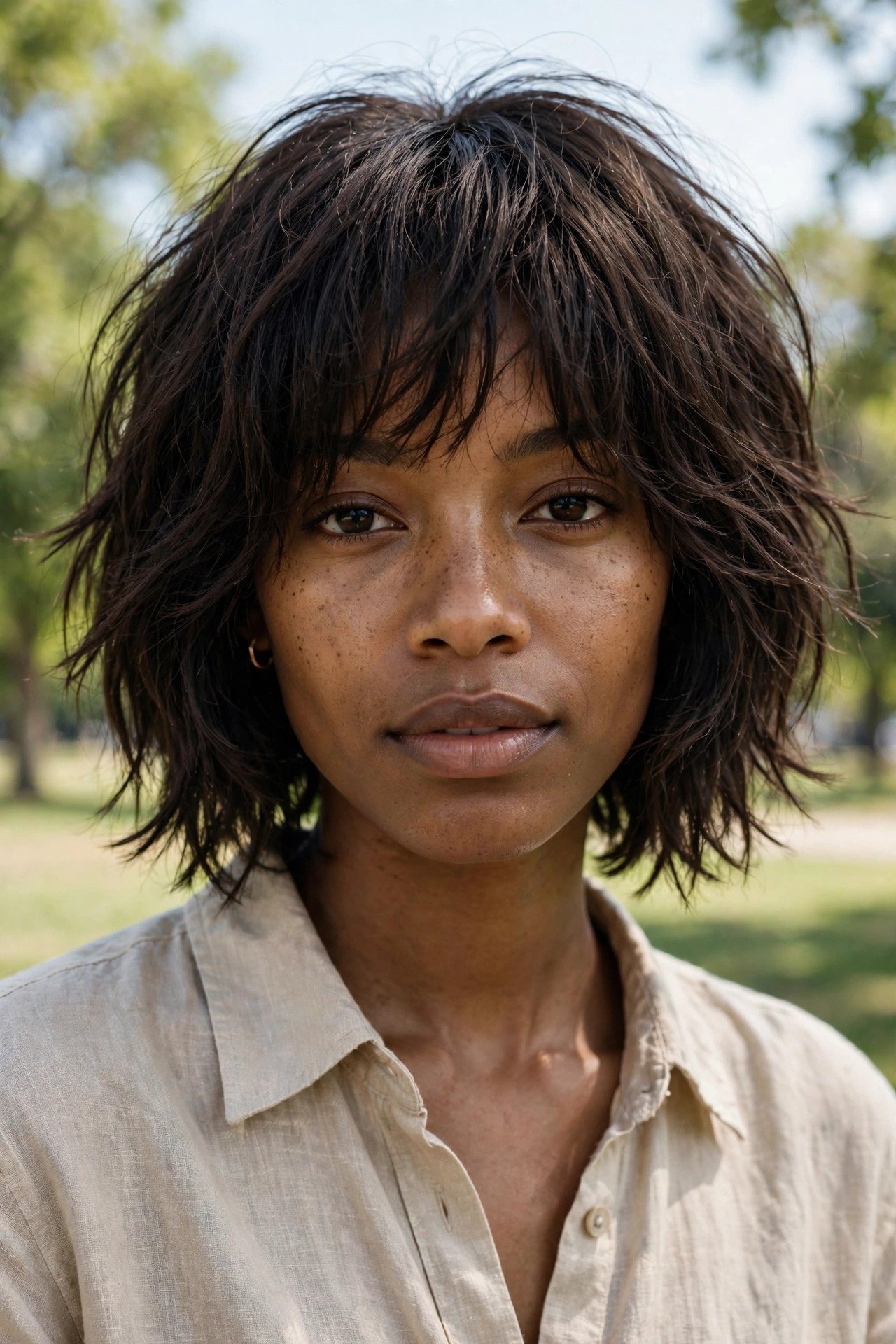 Shaggy bob with razored ends