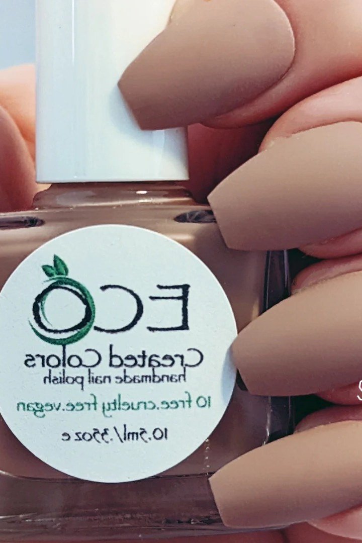 Matte nude nails with ECO polish bottle