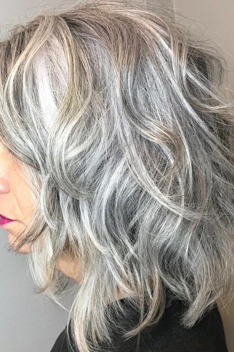 Long Silver Wavy Shag - shaggy bob haircut for women over 60