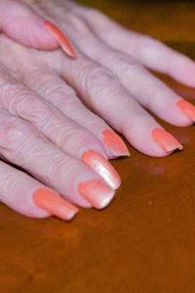 Orange and White Ombre - fall nail color idea for women over 60