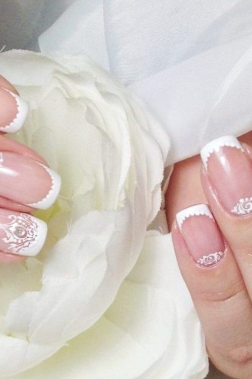 White French Glitter Accent Tips - short nail design for women over 60 that makes nails look longer