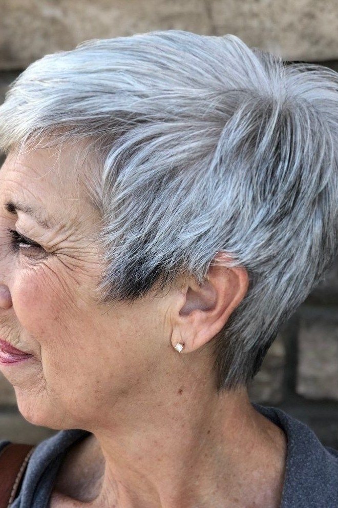 Chic Silver Pixie - timeless hairstyle for women over 60