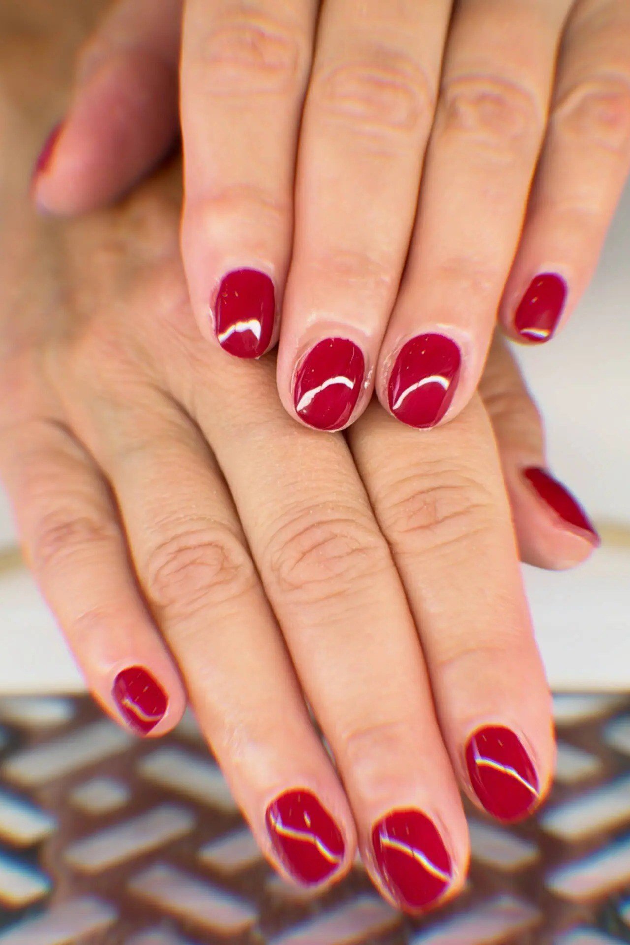 Mauve grey short squoval modern - flattering nail design for older women