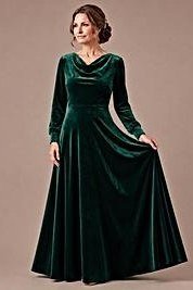 dark green velvet maxi dress, elegant cocktail dress for women over 60