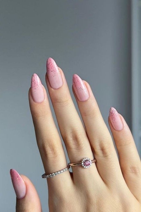 pink ombre stiletto nails glossy