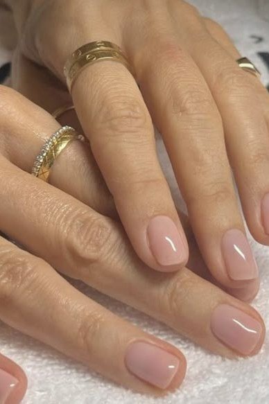 Glossy Nude Pink with Gold Rings for women over 70