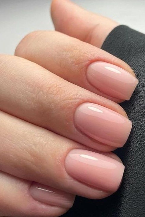 Pink nude nails with dark sleeve
