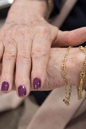 Plum Bracelet Short Oval Nails - winter nail trend for older women over 70