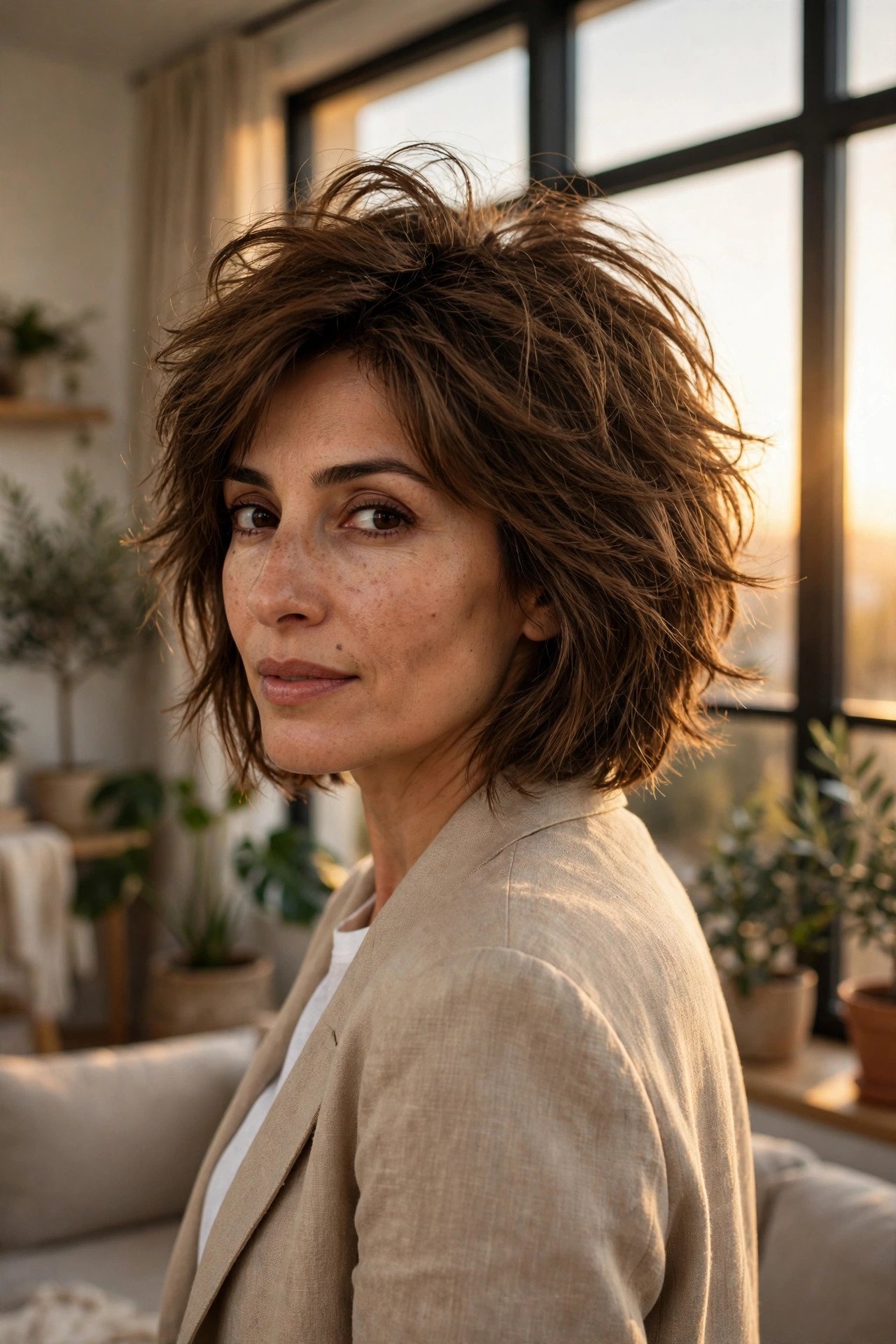 Shaggy bob with root lift texture for fine hair