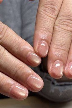 Sheer Nude Short Oval gel nails for women over 60