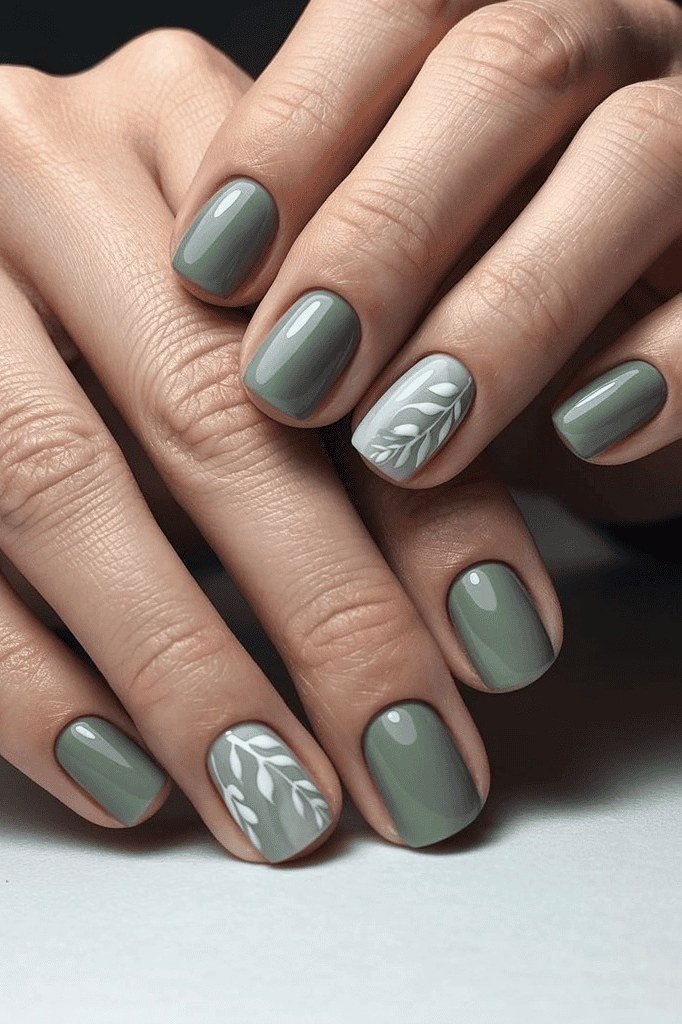 Sage Green Matte Nails - winter nail trend for older women over 70