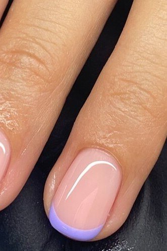 Playful Pastel Rainbow - micro french manicure with ultra-thin tip line, elegant nail design for women over 50