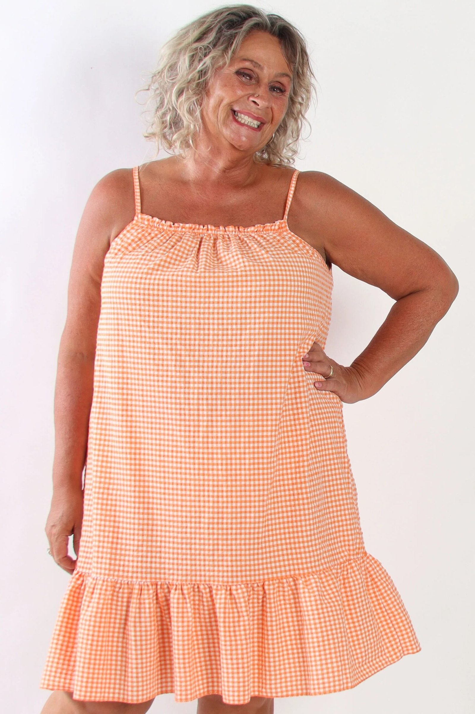 Breezy summer dress for women over 60: white botanical print maxi