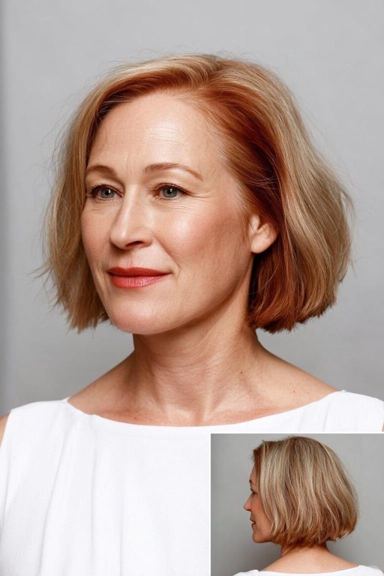 Front Copper Layered Bob for women over 60