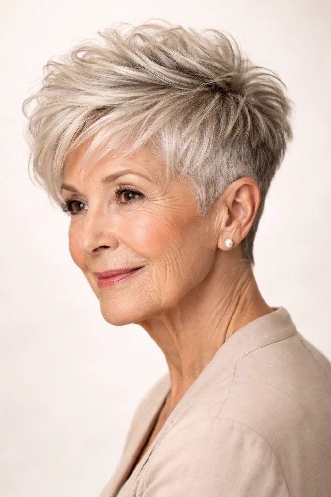 12. Soft Blonde Pixie - wash and wear hairstyle for older women