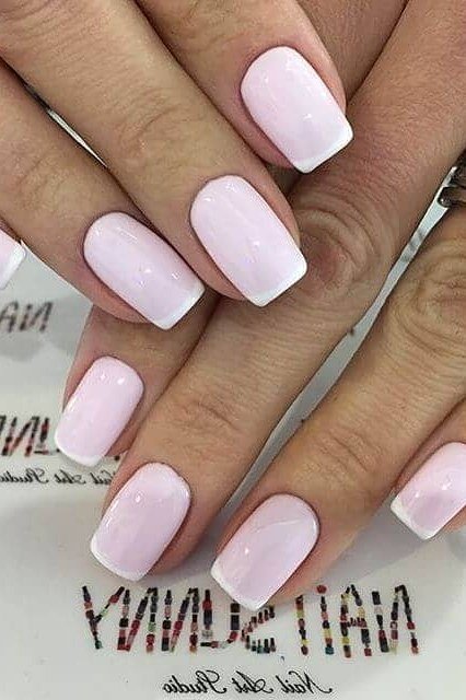Pale lilac white gel nails