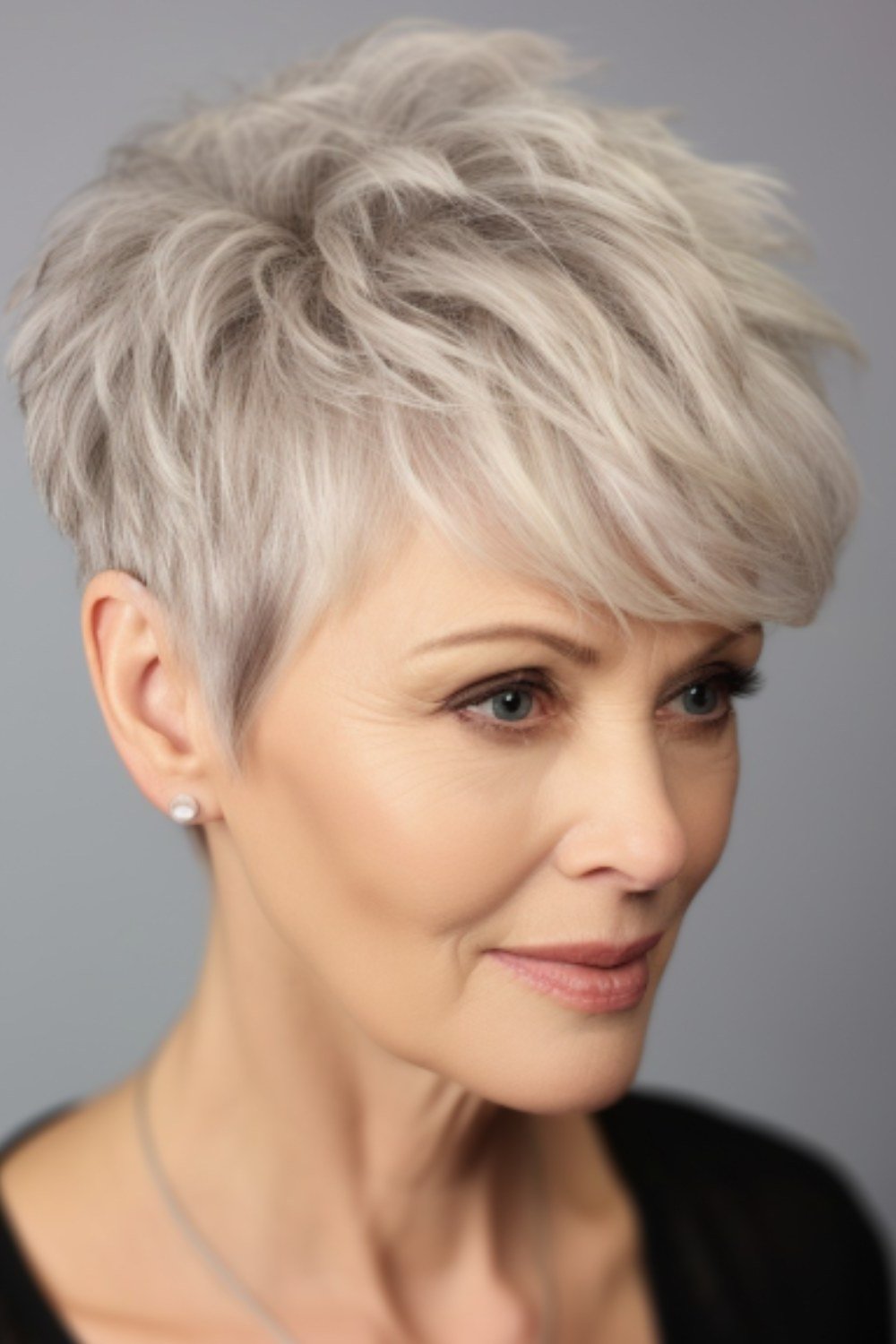 Cheerful White Pixie - hairstyle for women over 70