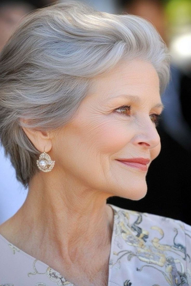 Silver Chin-Length Bob - timeless hairstyle for women over 60
