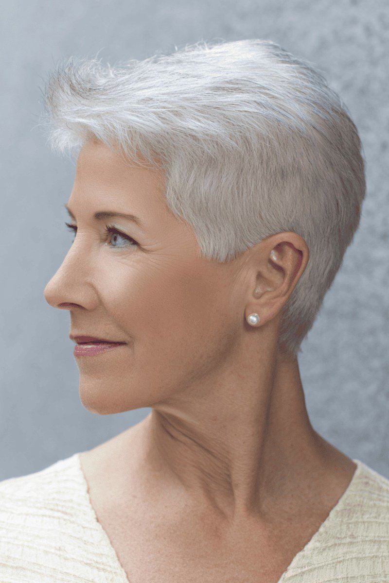 White pixie haircuts for women over 70, studio trio