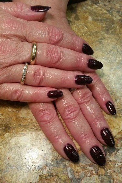 Near-Black Burgundy - fall nail color idea for women over 60