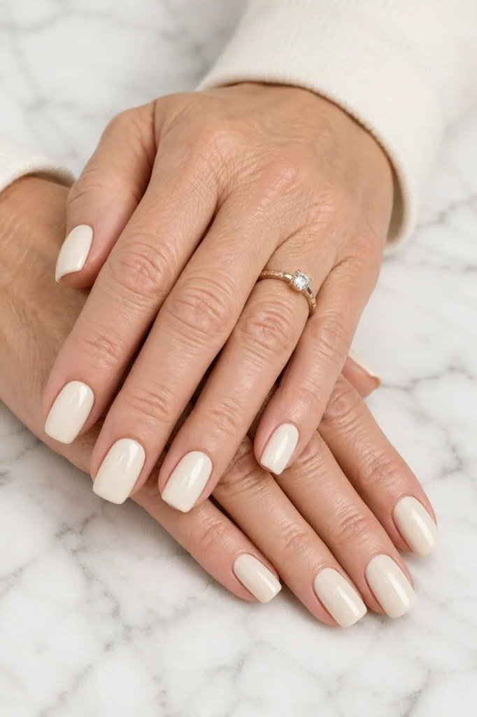 Soft White Short Nails for women over 60