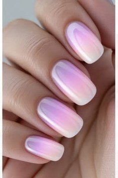 Lilac Ombre Oval Nails - elegant nail art idea for mature hands, women over 50