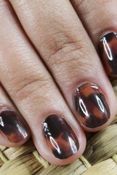 Espresso Brown Glossy Short Square Nails, chocolate brown fall nail design for women over 60