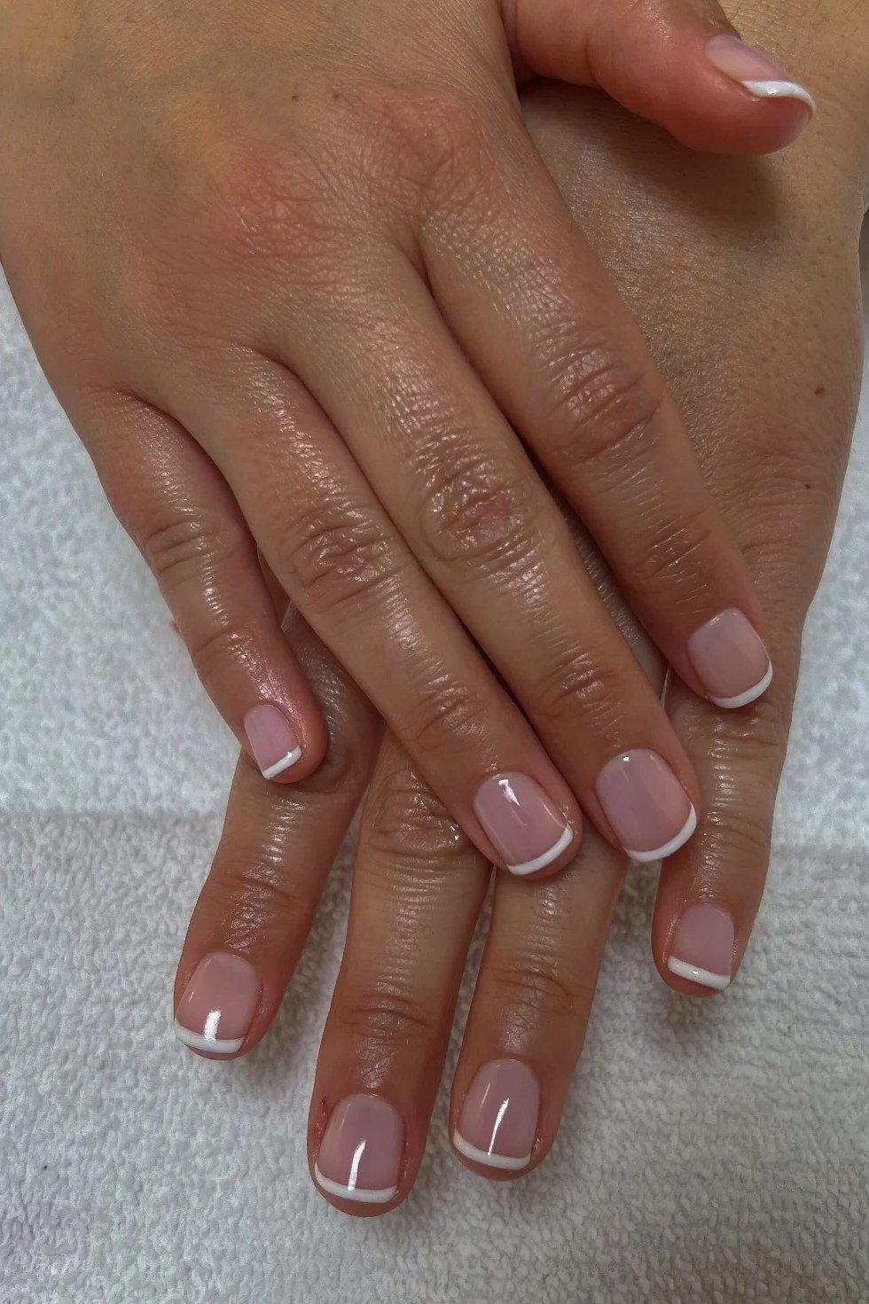 Graceful Mature Classic - micro french manicure with ultra-thin tip line, elegant nail design for women over 50