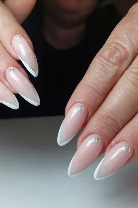 Long almond French manicure