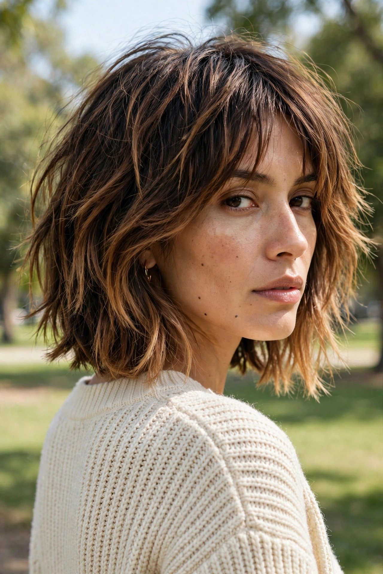 Shaggy bob with subtle ombre