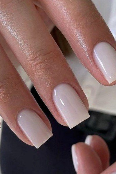 Nude Nails with White Tips - nude nail art idea for women over 40