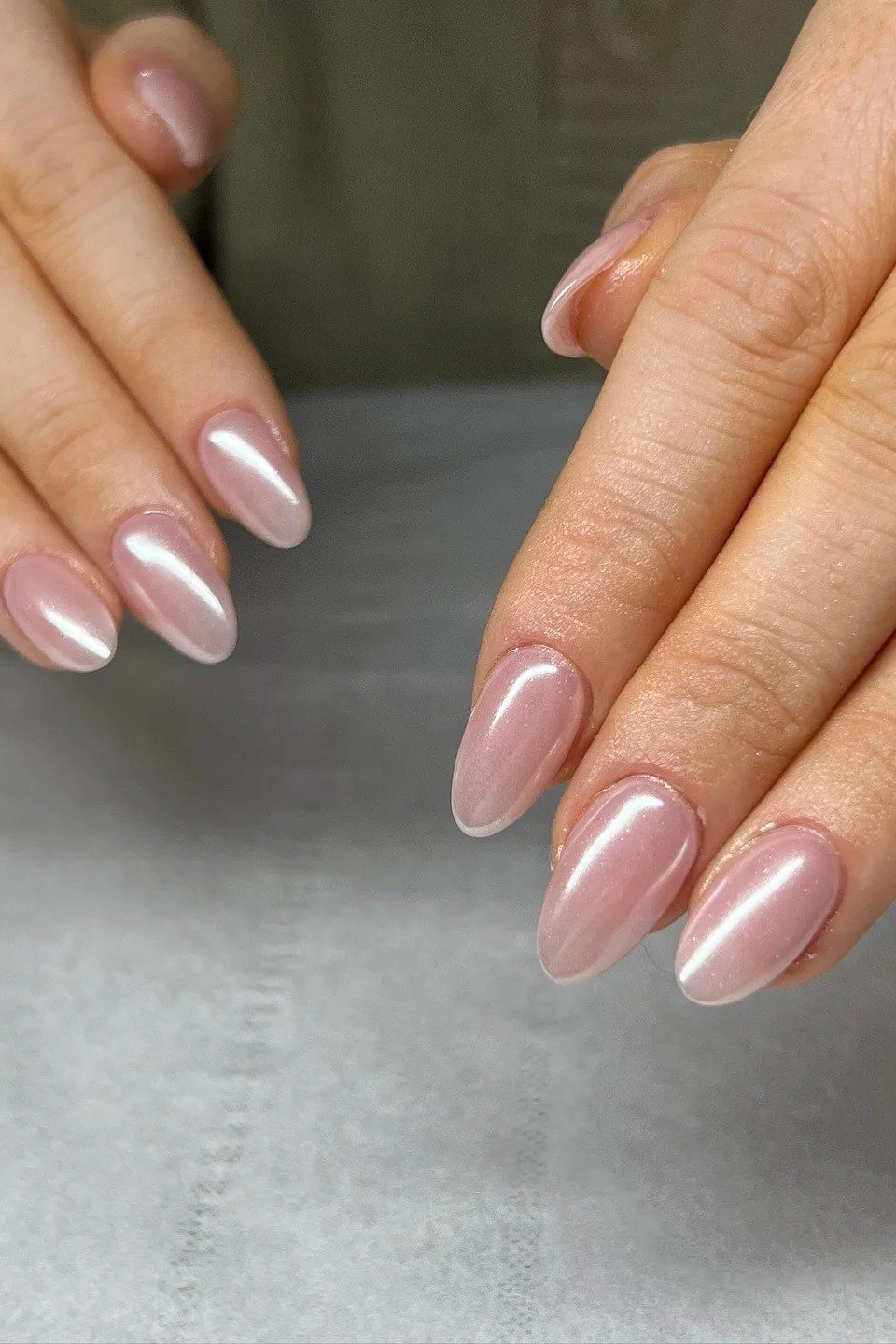 Pink and Gold Chrome on Short Nails - chrome nail designs for women over 60