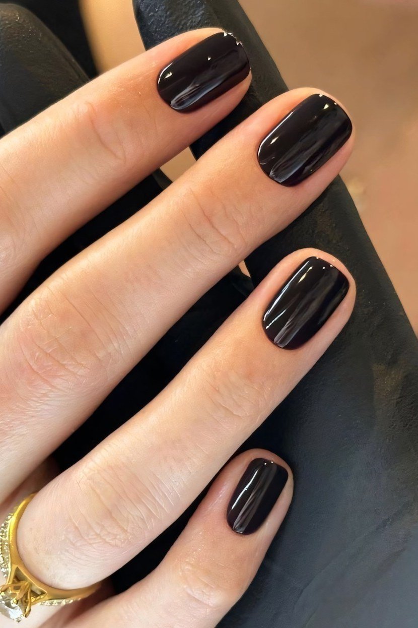 Espresso Oval - short nail design for women over 60 that makes nails look longer